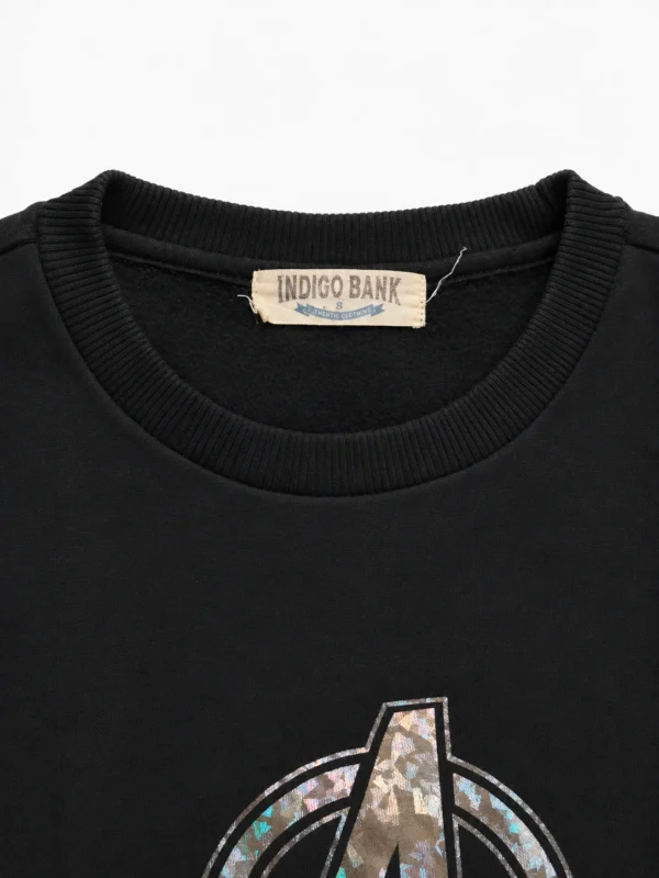 Indigo Bank Holographic Graphic Crewneck Black Sweater Indigo Bank Holographic Graphic Crewneck Black