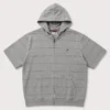 MACBETH JEANS Co. SHORT SLEEVE ZIP HOODIE GREY STRIPE